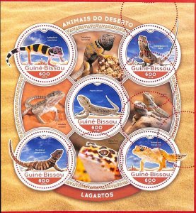 A5116 - GUINEA-BISSAU - ERROR - MISPERF, Miniature sheet: 2016 Lizards, Reptiles