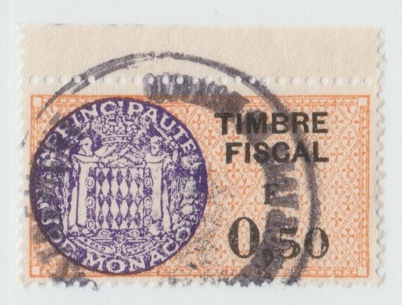 Monaco France revenue fiscal stamp 5-9-21- scarce