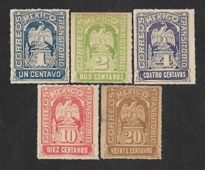 SE)1914 MEXICO, TRANSIENTS, COAT OF ARMS 1C SCT354, 2C SCT355, 4C SCT356, 10C SC