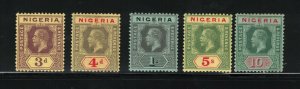 Nigeria #13 - #17 Very Fine Mint Lightly Hinged Set