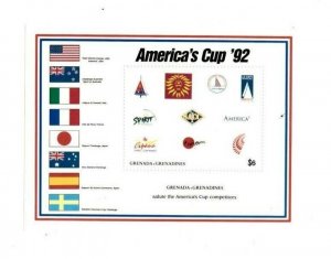 Grenadines 1992 - America's Cup - Souvenir stamp sheet - Scott #1484 - MNH