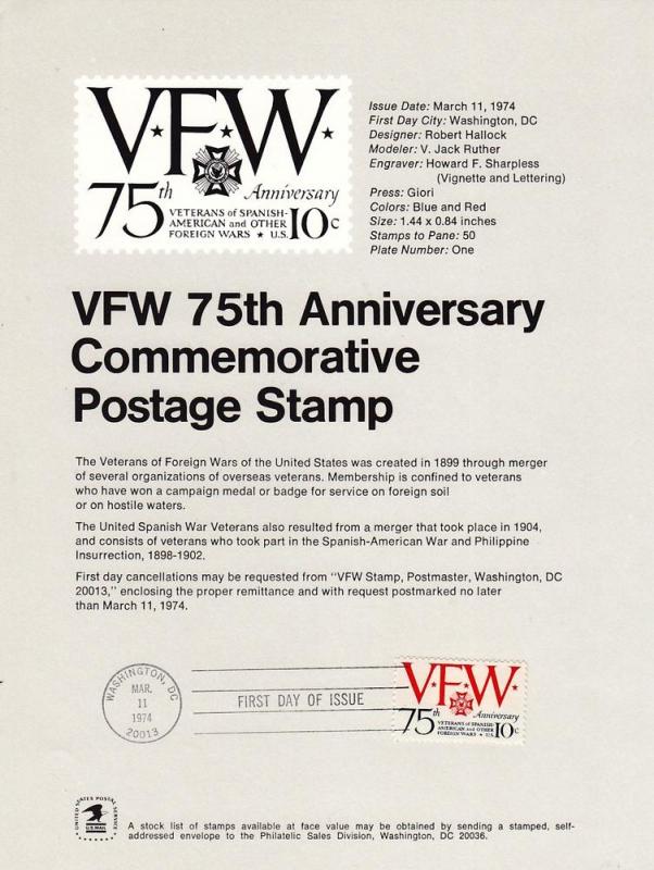 U.S. Souvenir Page SP344 VFW 1525