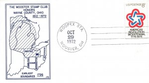 US SPECIAL EVENT CACHET COVER WAYNE COUNTY OHIO EARLIEST BOUNDARIES (1796) 1972