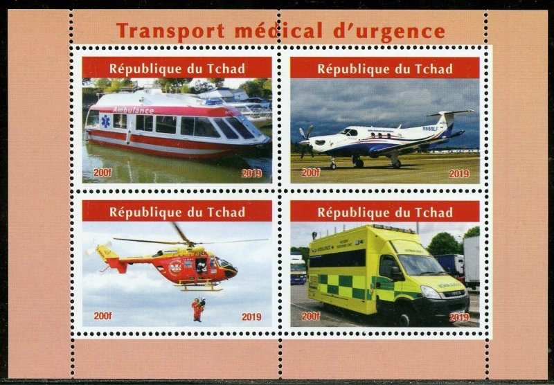 CHAD  2019 MEDICAL EMERGENCY SERVICE SET OF TWO  SHEETS  MINT NEVER HINGED