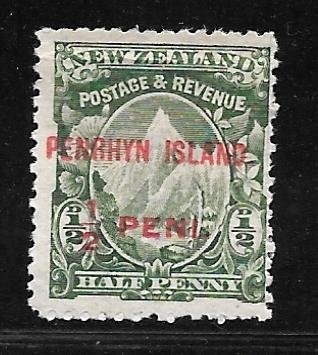 Penrhyn Island 1: 1/2d New Zealand stamp Overprint, MH, F