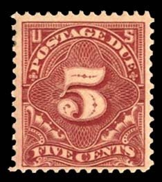 United States, Postage Dues #J41 Cat$110, 1895 5c deep claret, lightly hinged