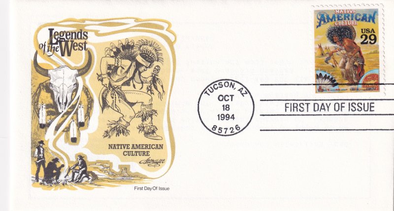 1994, Legends of the West-Native American Culture, Art Master, FDC (E11686)