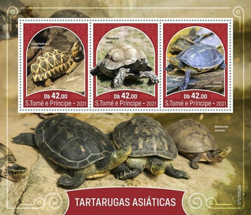 Sao Tome & Principe 2021 MNH Asian Turtles Stamps Tortoises Reptiles 3v M/S 