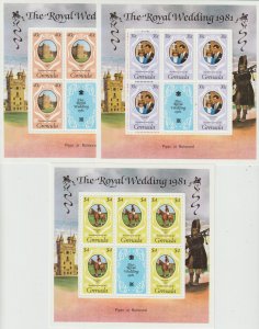 Grenada SC 1051-1053 Mint Never Hinged. Mint sheets in changed colors.