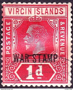 BRITISH VIRGIN ISLANDS 1916 KGVI 1d Carmine War Stamp SG78 Used