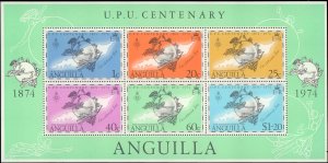 Anguilla #294a, Complete Set, S/S of 6, 1974, Never Hinged