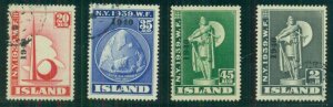 ICELAND #232-5  Worlds Fair 1940 Ovpt, complete used Scott $597.50