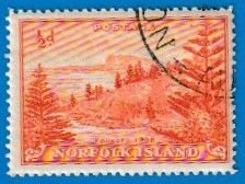 NORFOLK ISLAND SCOTT#1 1947 1/2d BALL BAY - USED