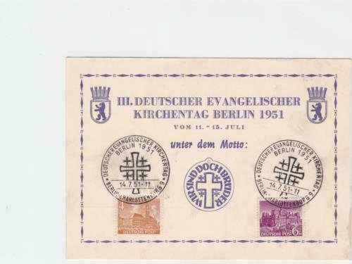 Berlin german protestant church day 1951 stamps card r19825