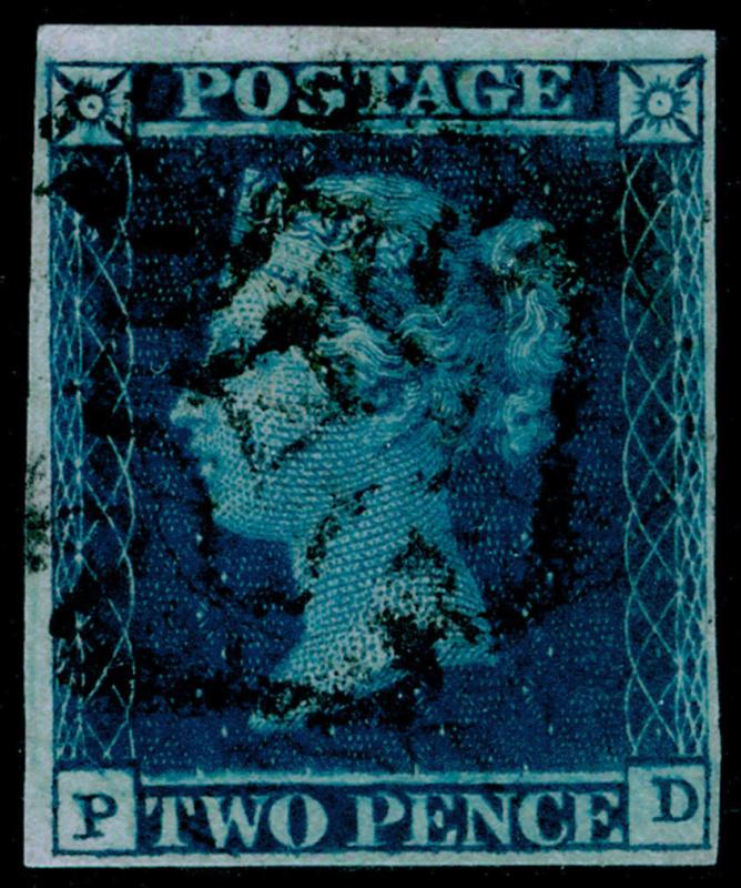 SG15, 2d deep FULL blue, FINE USED. Cat £2500. YORK MX. RPS CERT. 4 MARGINS. PD