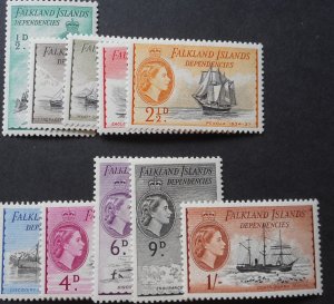 Falkland Islands Deps 1954 set to 1/- SG G26/G35 mint