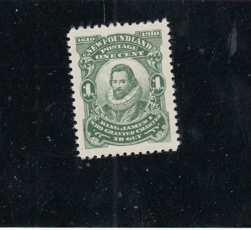 NEWFOUNDLAND (KSG154) # 87b VF-MNH 1cts KING JAMES I /DEEP GREEN CAT VALUE $27