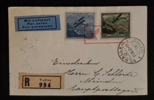 1931 St Gallen Lichtenstein to Munich Germany Vaduz Registered Airmail Cover