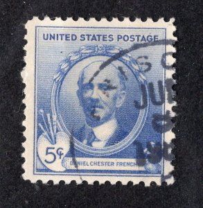 US 1940 5c ultramarine French, Scott 887 used, value = 25c