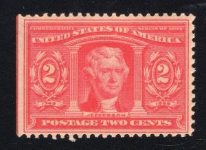 USA 1904 2¢ Louisiana Purchase  - OG MNH,SE - SC# 324 -Cats $60.00 (ref# 239477)