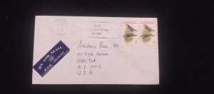 C) 1969. CANADA. AIRMAIL ENVELOPE SENT TO USA. DOUBLE STAMP. XF