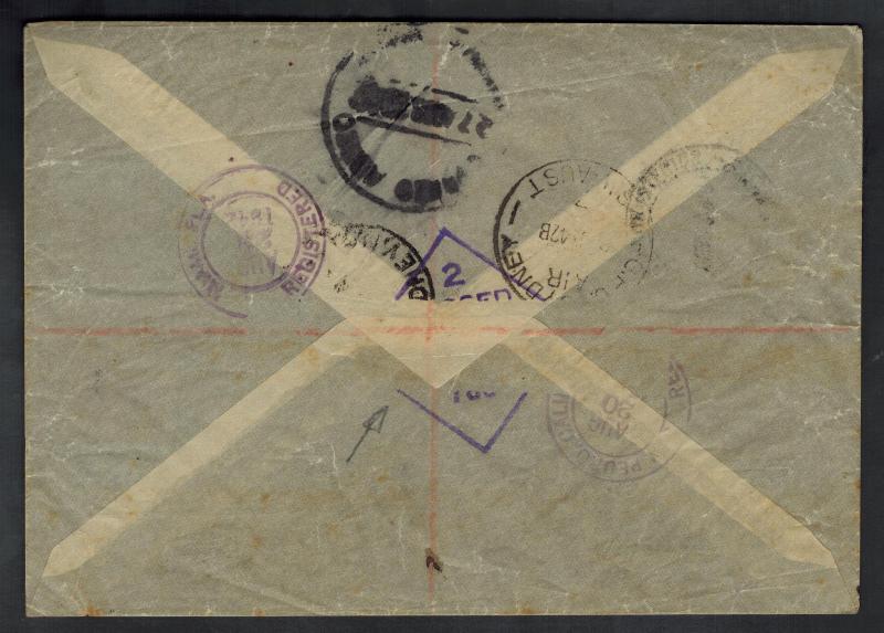 1942 Sydney Australia Dual censored Cover to Asuncion Paraguay