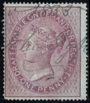 1860's Great Britain Revenue Queen Victoria 1 Penny Payable Demand Recei...