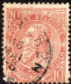 Belgium 65 - Used - 10c King Leopold  (No Tab) (1893) (2)