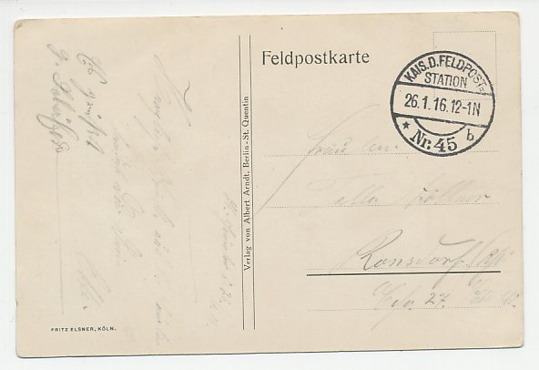 Fieldpost postcard Germany 1916 Windmill - Moulin Tout Vent - WWI