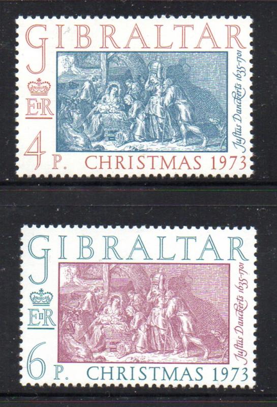Gibraltar Sc  303-4 1973 Christmas stamp set mint NH