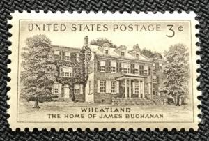 US #1081 MNH Single Wheatland Pres Buchanan’s home SCV $.20 L4