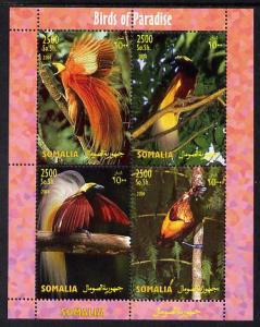 Somalia 2004 Birds of Paradise perf sheetlet containing 4...