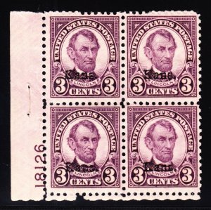 US 661 3c Lincoln Mint Bottom Left Plate #18126 Block of 4 VF OG NH SCV $325