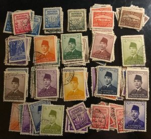 Indonesia Group of 165 Used stamps from 1951 to1953 issues  Cat. $33.00+