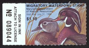 #6, Maryland State Duck stamp, SCV $10