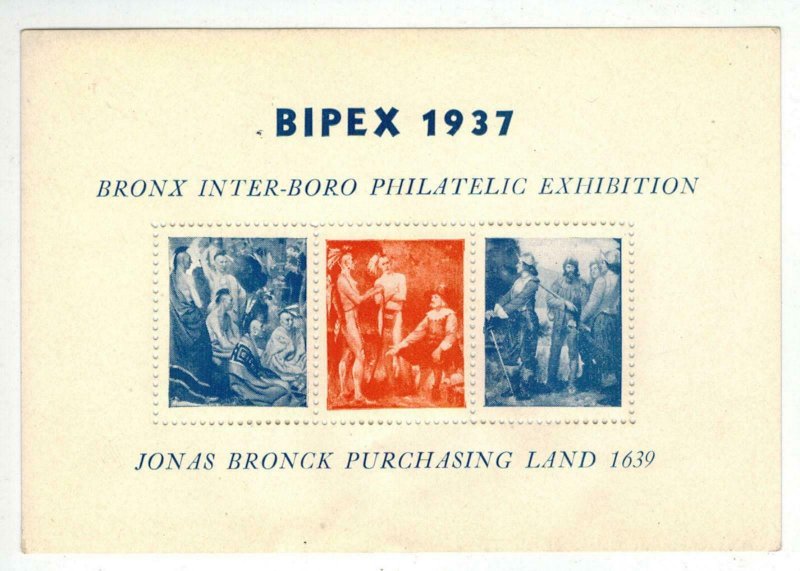 1937 Bronx Interboro Philatelic Exhibition MINT SOUVENIR SHEET BIPEX Cinderella