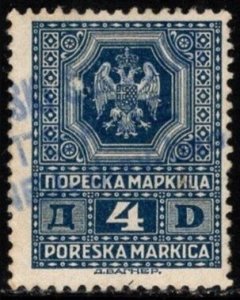 1941 Serbia German Occupation of World War Two 4 Dinar General Tax Revenue