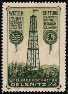 1908 German Poster Stamp Your Visit to Oelsnitz Tower Unused No Gum