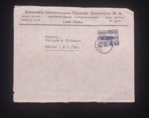 MI) 1938 PERU, COVER SENT FROM LIMA TO NEW YORK - USA, NATIONAL