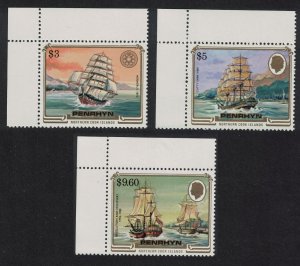 Penrhyn Mermerus Cutty Sark Resolution Discovery Ships 3v Corners 1984 MNH