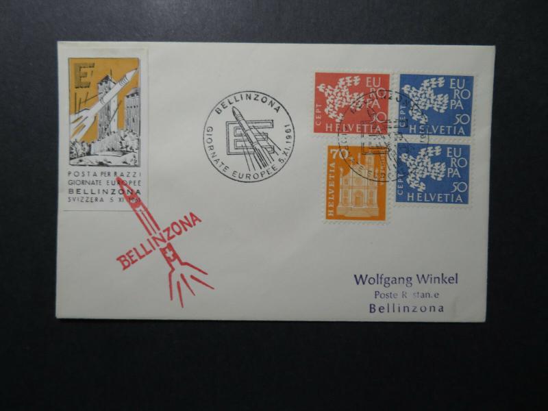 Switzerland 1961 BELLINZONA Rocket Cover - Z12565