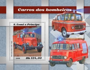 St Thomas - 2018 Fire Engines - Stamp Souvenir Sheet - ST18505b