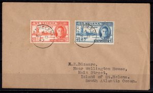 St.Helena 1947 Sc#128/129 PEACE-ROYALTY Letter to St.Helena Postal History