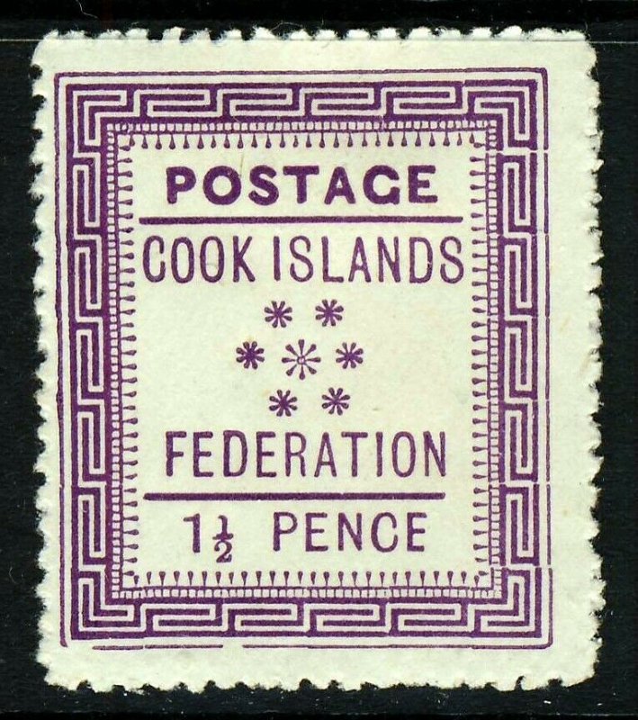 COOK ISLANDS 1892 1½ Pence Mauve Perf.12½ No Watermark White Paper SG 2 MINT