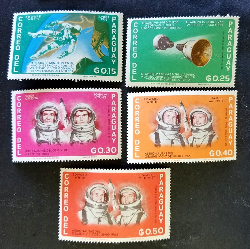 Paraguay #911-15 MVLH FVF CV $1.50 Complete Non-Airmail Set