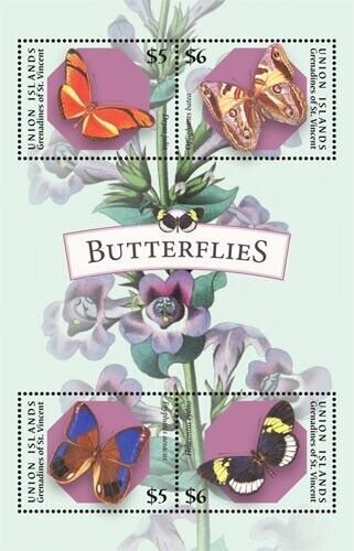 Union Islands 2019  - Butterflies - Sheet of 4 stamps - MNH