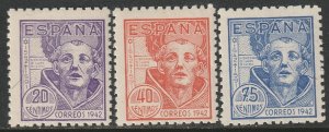 Spain 1942 Sc 721-23 set MNH