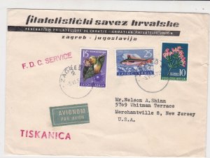 Yugoslavia 1957 Zagreb2 Cancel to U.S.A F.D.C. Airmail Stamps Cover ref R 17260