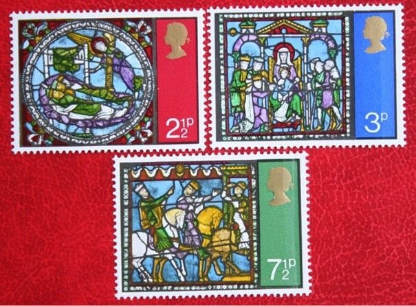 Great Britain GB 1971 Christmas Stained glass MNH Scott # 661-663 SG 894-896