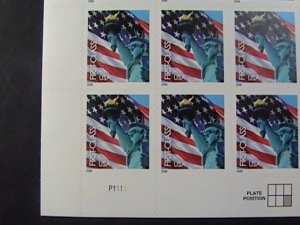 U.S.# 3996-MINT/NEVER HINGED--PANE OF 20---FLAG & STATUE OF LIBERTY---2005